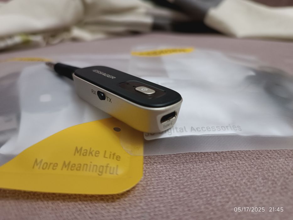 Adaptor audio Bluetooth 5.3 la jack 3.5mm baterie interna si USB-C