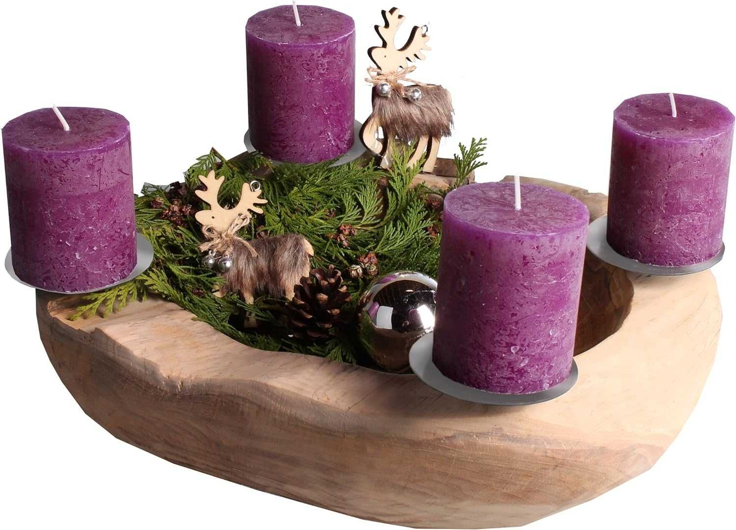 Арт коледен свещник Trendy Home Lux Edition, от тиково дърво