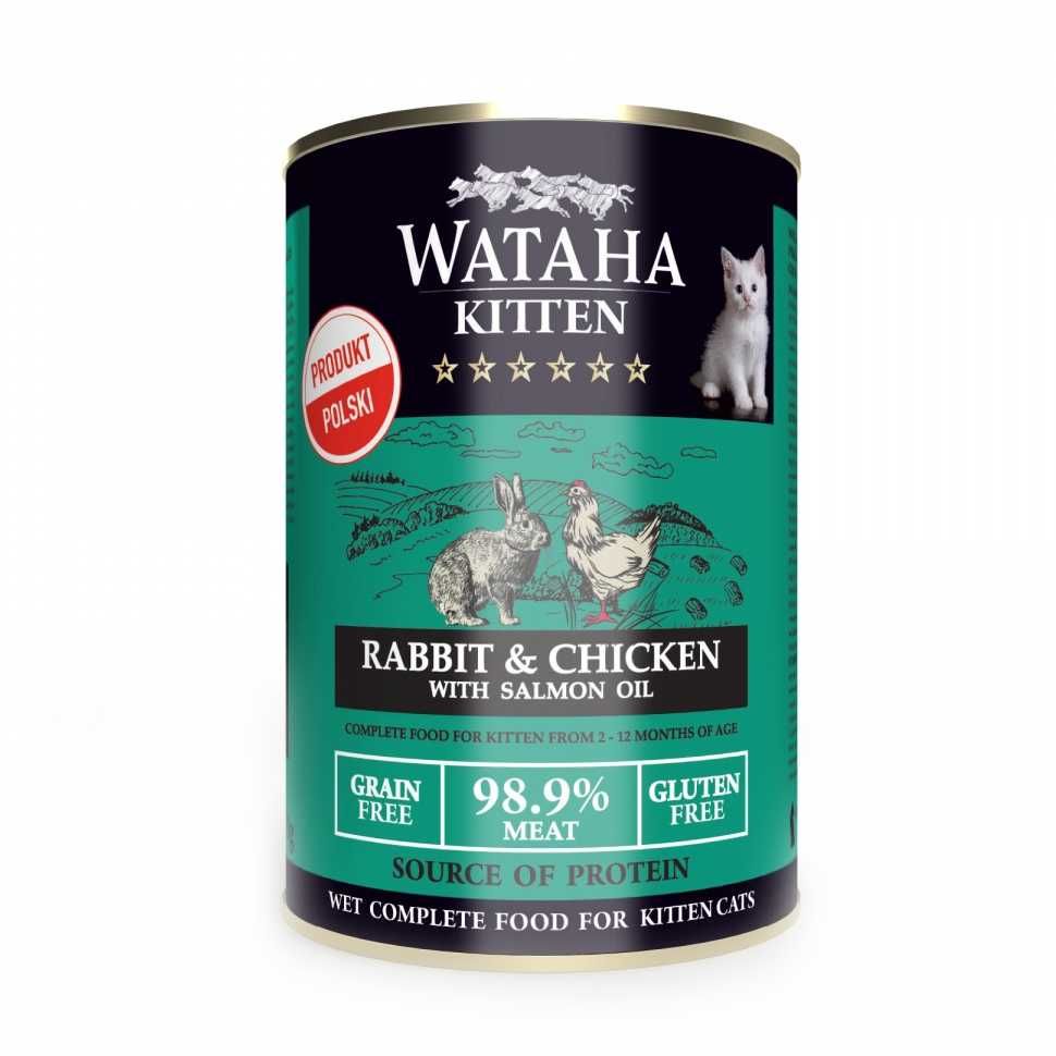 Conserva Wataha HUNT Kitten, 98.9% Carne, Cu Iepure Si Pui, 400g