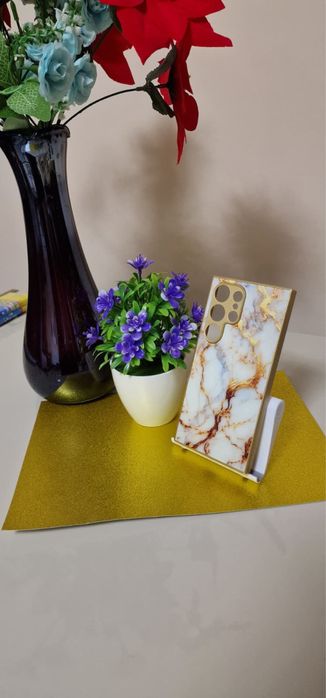 ‼️Husă Samsung Galxy S 24 Ultta Gold cu efect de marmură ‼️