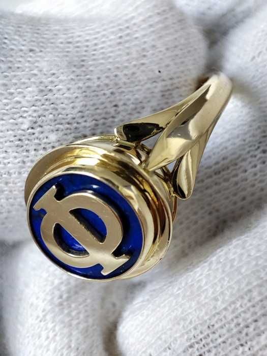 Inel Aur 18K Simbol Phi Φ Cu Lapis Lazuli Unicat ghiul aur barbatesc