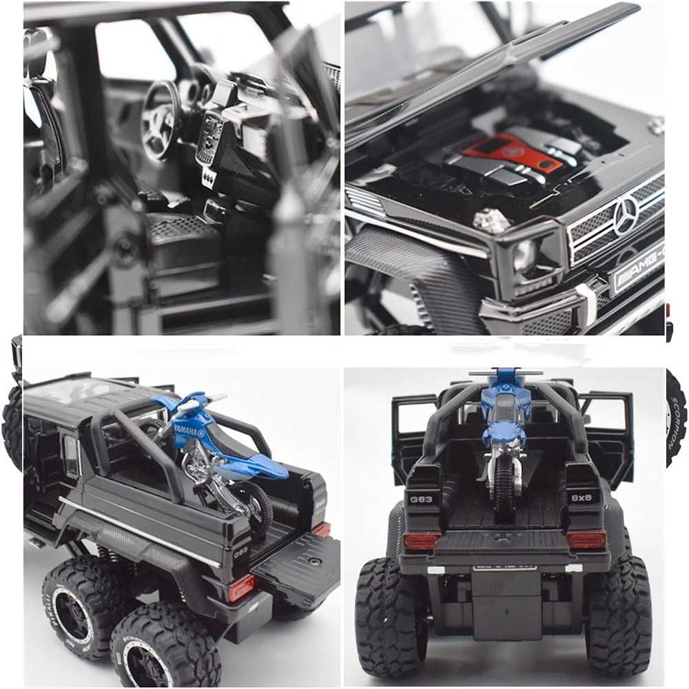 Set masinuta SUV cu motocicleta, model OffRoad 6x6, pull back, 1:24