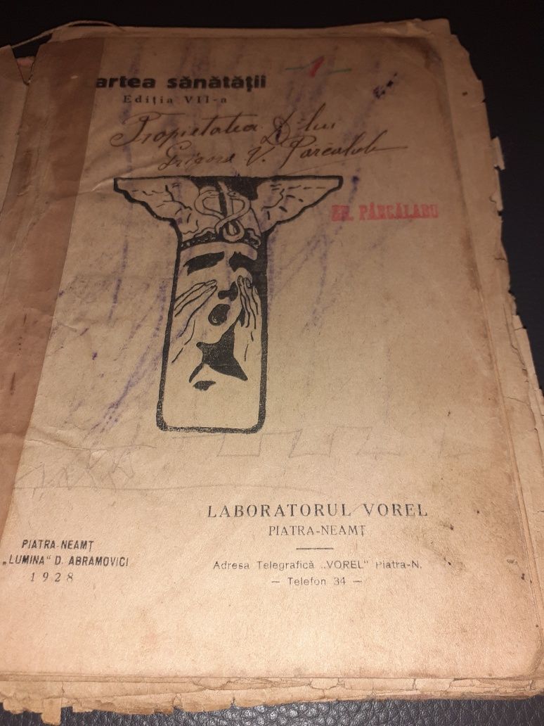 Carte Vorel 1928/ proiect restaurare/anticar/farmacia Regala/colectie