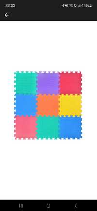 Covor din spuma pentru copii, tip puzzle, multicolor, 9 piese, termoiz