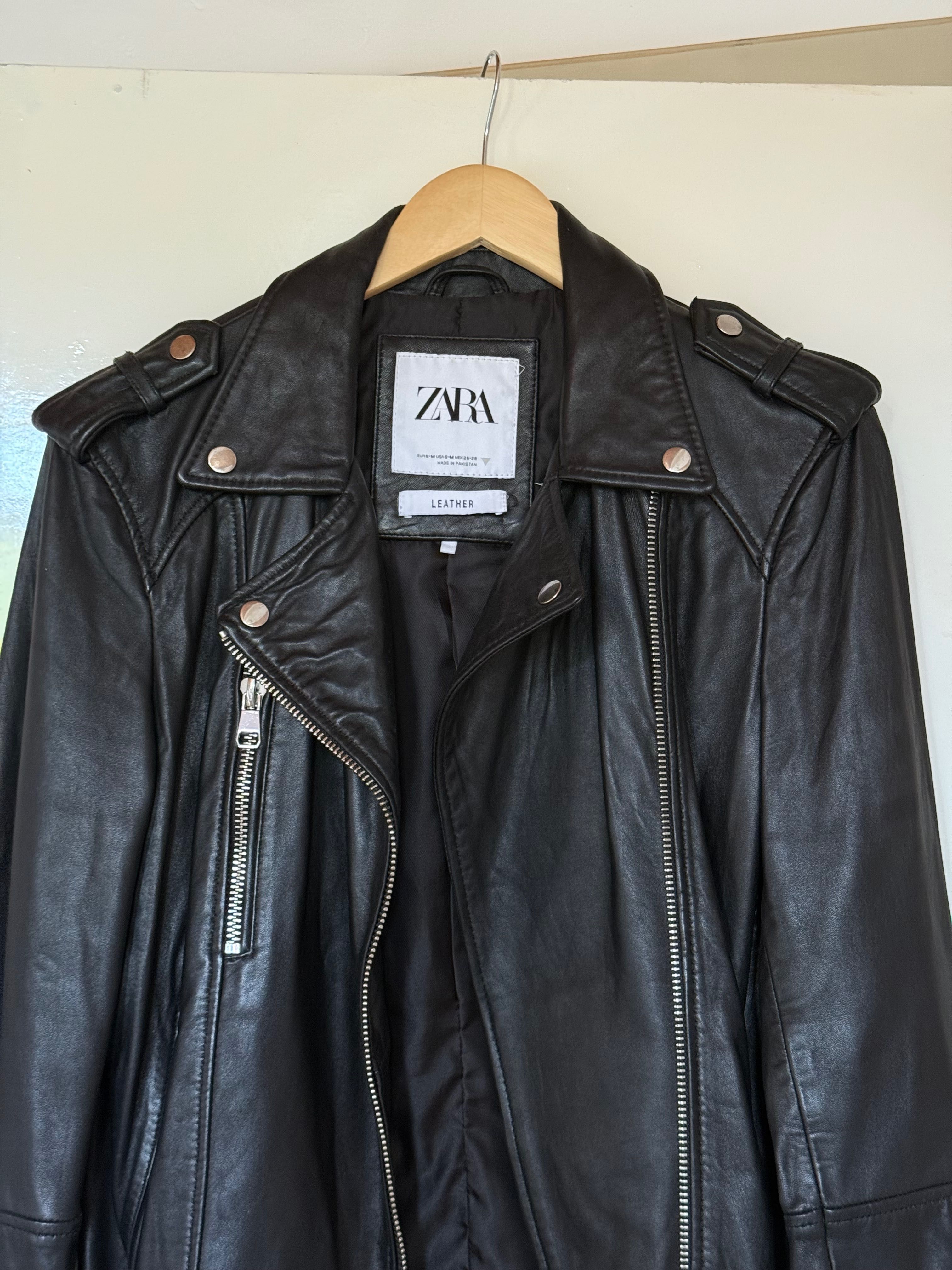 Zara кожено дамско яке М