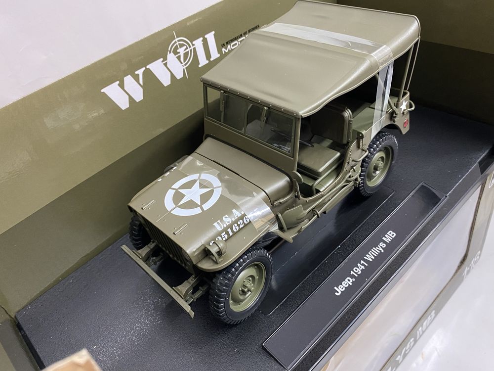 WELLY JEEP WILLYS MB 1941 hard top machetă auto scara 1:18 (18cm) Army