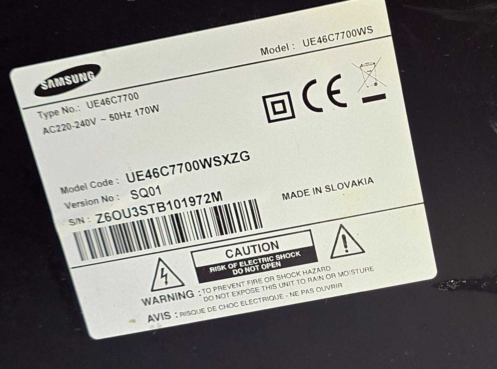 Smart TV - Samsung UE46C7700 - 46 inch/116 cm - mainboard defect