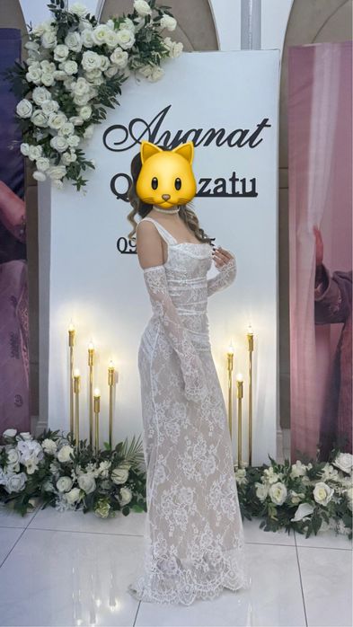 Белое длинное платье