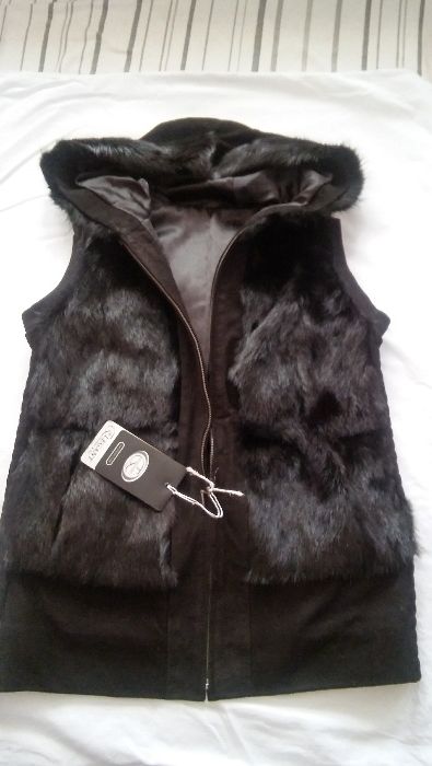 Чисто нов изцяло от ествена кожа - косъм и велур