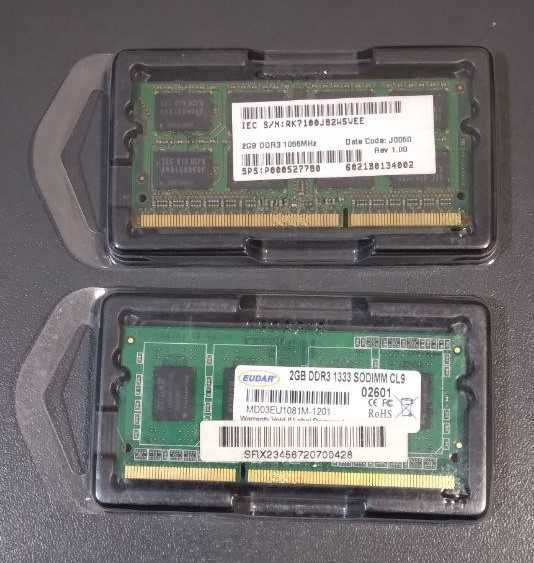 Модули памяти 2Gb DDR3 SODIMM, б/у, рабочие