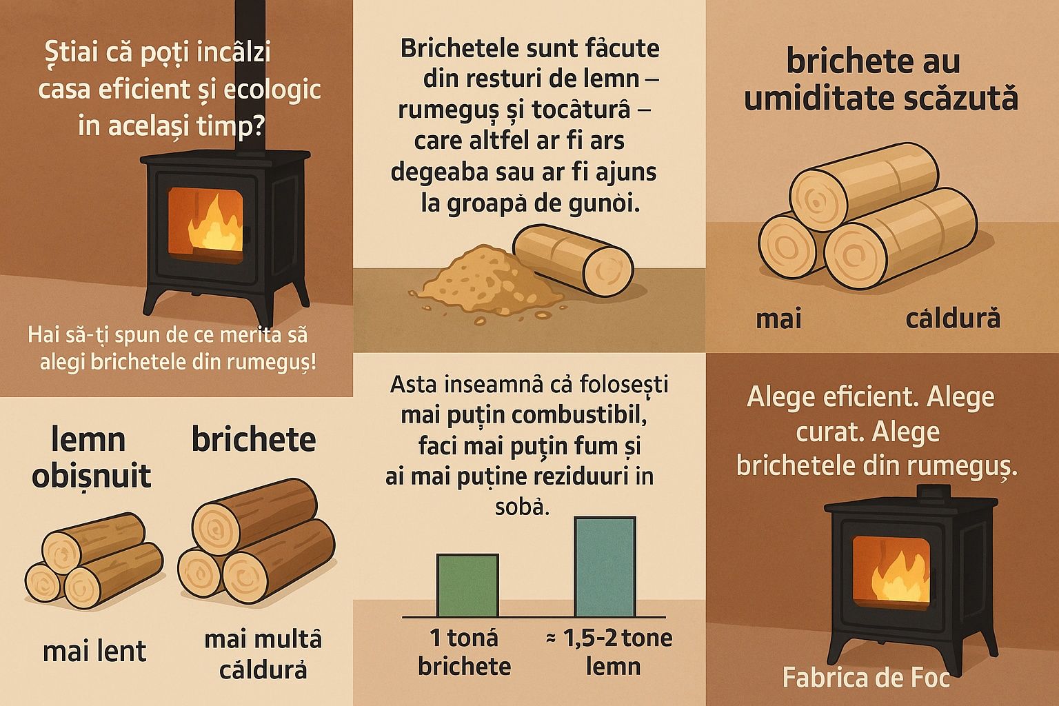 Brichete și peleți din rumeguș