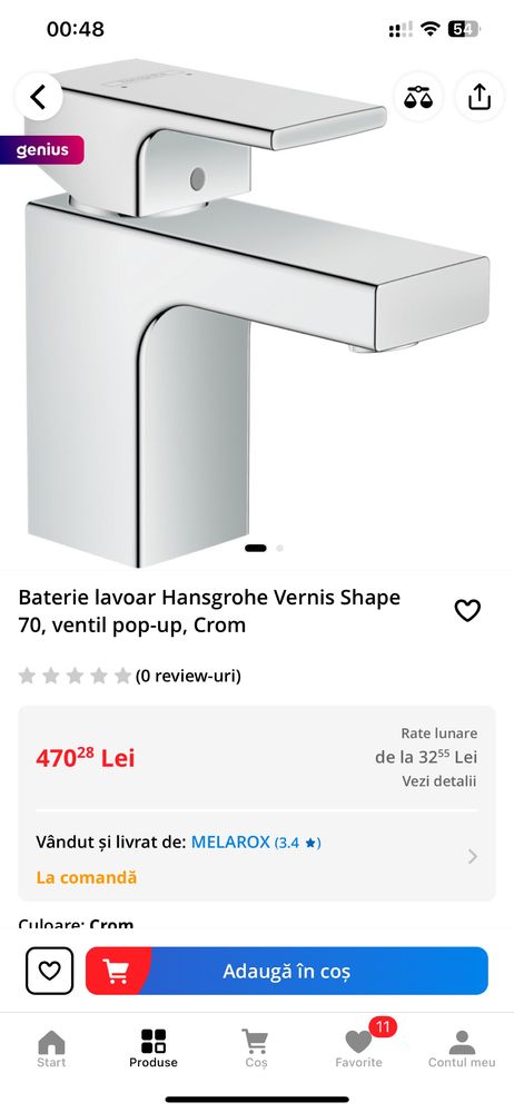 Baterie Lavoar Hangsgrohe vermis