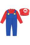 Costum Clasic Super Mario pentru copii, Cu palarieRosu, M, 5-6 Ani