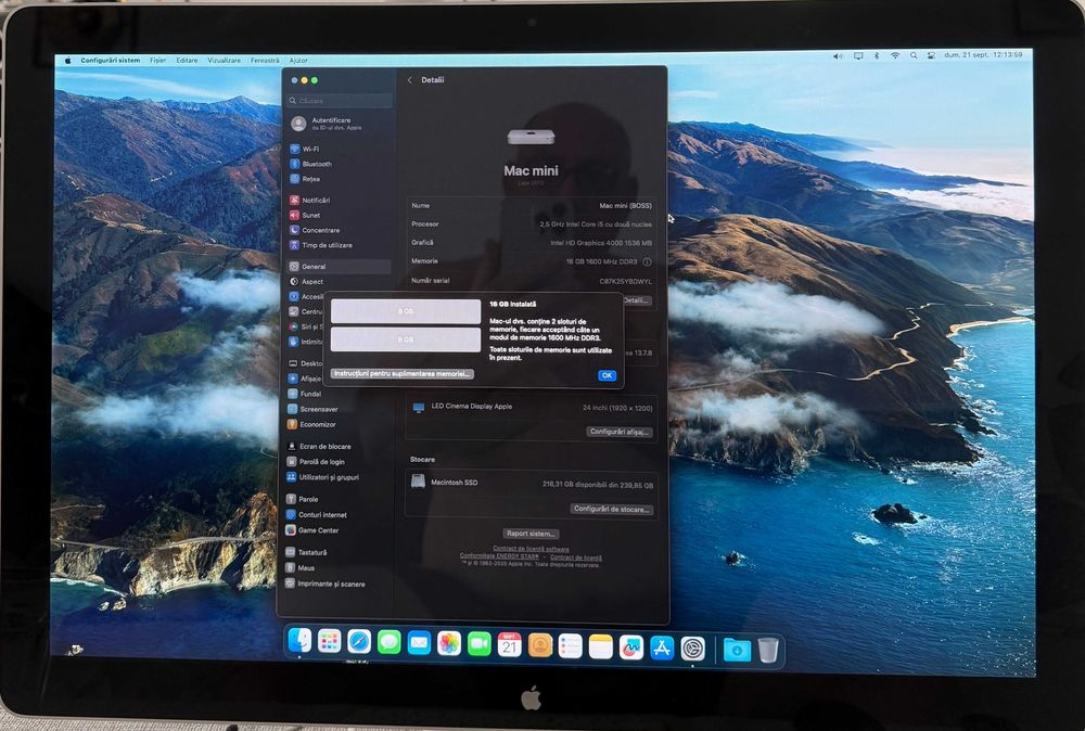 Apple mac mini Intel core i5, 16GB RAM, SSD 250GB + monitor Apple 24"