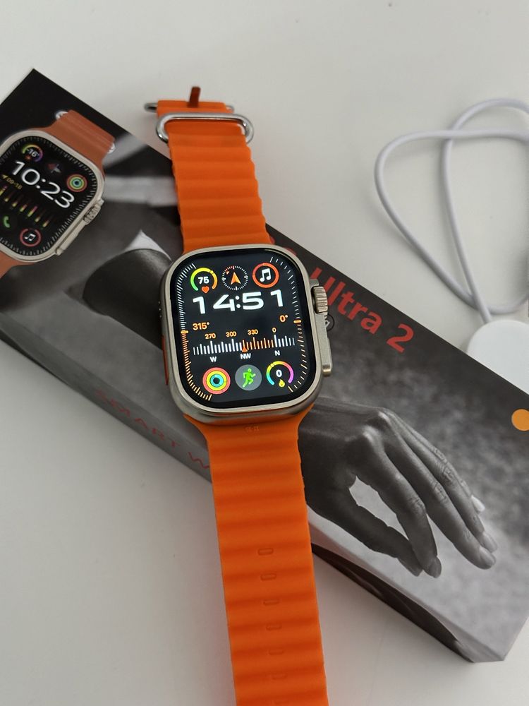 SmartWatch T900S Ultra 2 Carcasa Aluminiu, Orange, 49MM