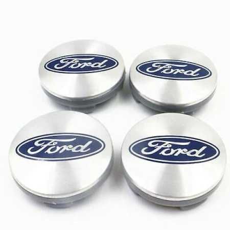 Set Embleme Capace Jante Aliaj Roti Ford 54mm Negru Albastru Argintiu