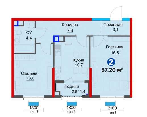 Квартира со скидкой ! выгодное вложение за 1м2 -всего 1016 у.е.  (XS)