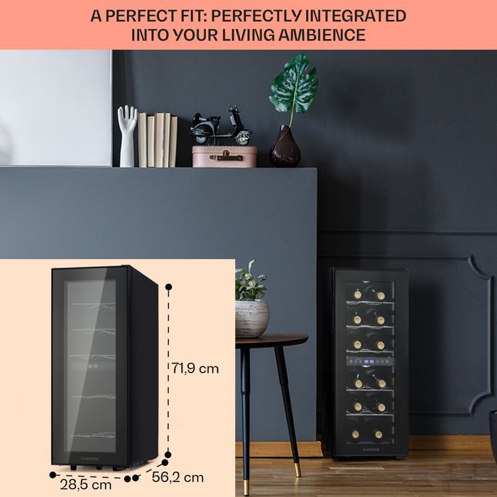 Охладител за вино с 2 зони  Klarstein Shiraz 12 Slim за 12 бутилки