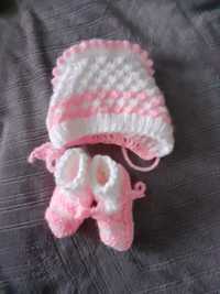 Set căciuliță și botoșei tricotate pentru copii și nou născuți