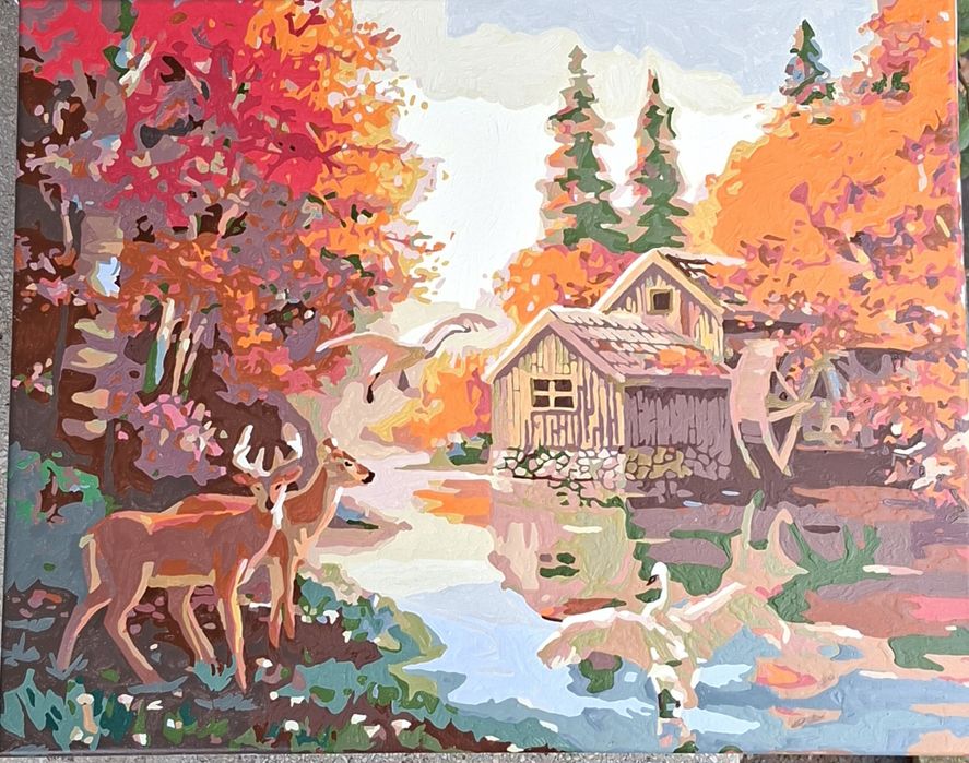 Tablou Peisaj Căprioare ulei panza 40x50