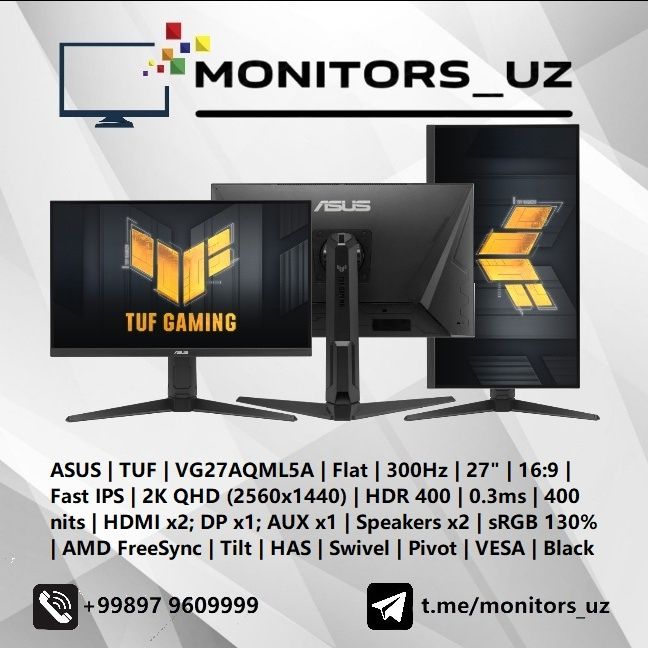 [NEW] монитор ASUS TUF VG27AQM IPS 2K 300Hz