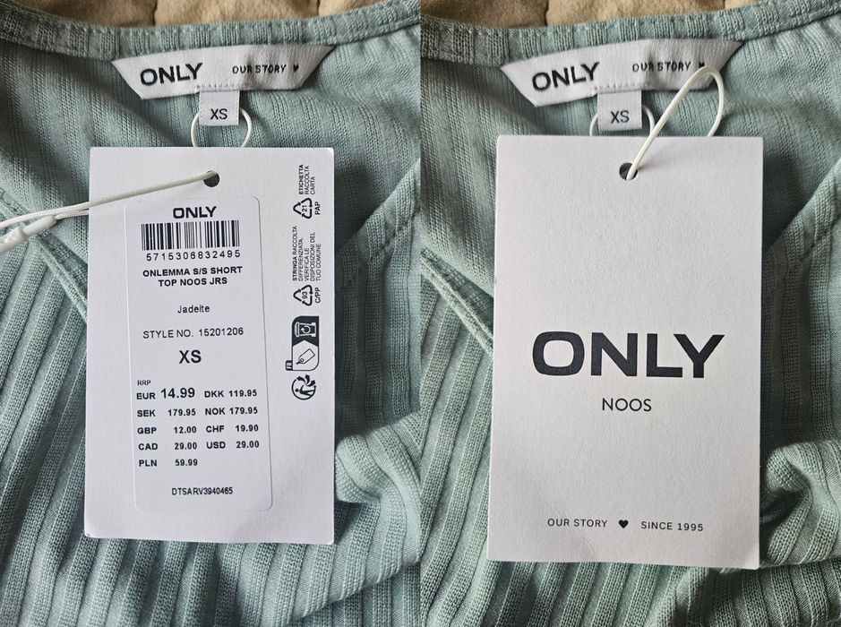 Tricou femei verde pastel marca only ONLEMMA S/S SHORT TOP NOOS JRS