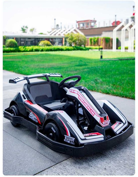 Masinuta-Kart pt. 3-11 ani, Racing 90W 12V 7Ah, telecomanda, alba