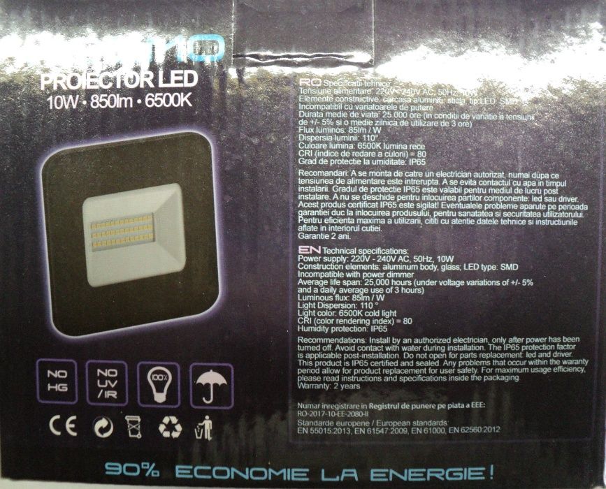 Proiector Aluminiu LED 10W SLIM 6500K Exterior/Interior