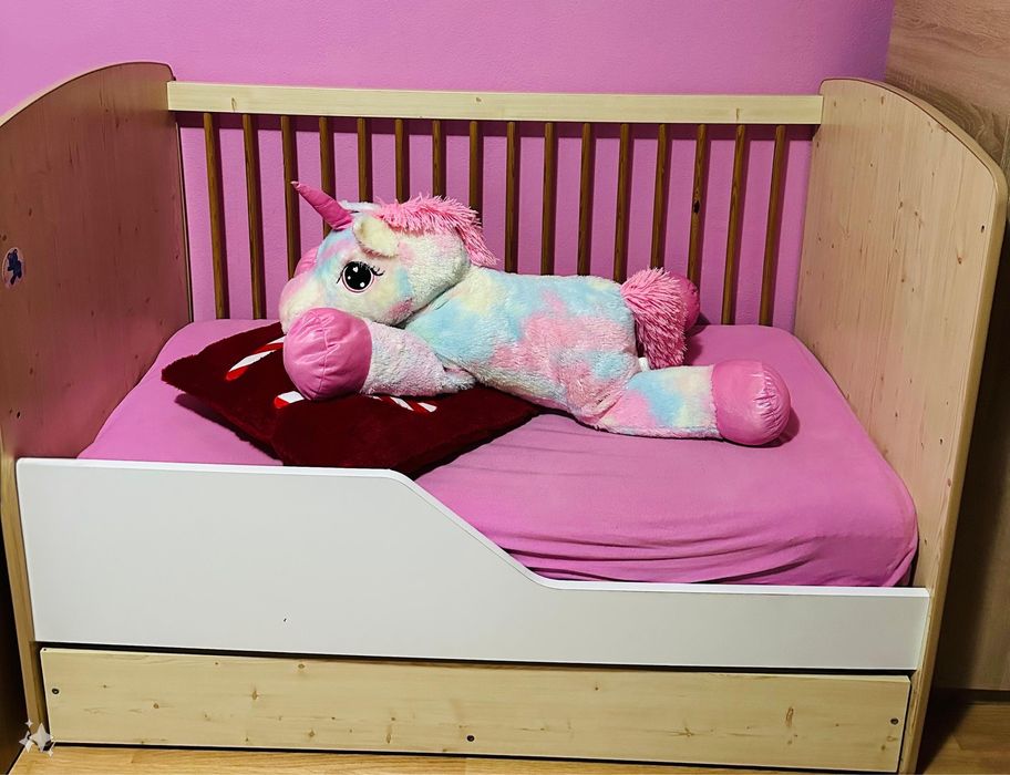 Pat lemn copii cu saltea inclusa 125/68