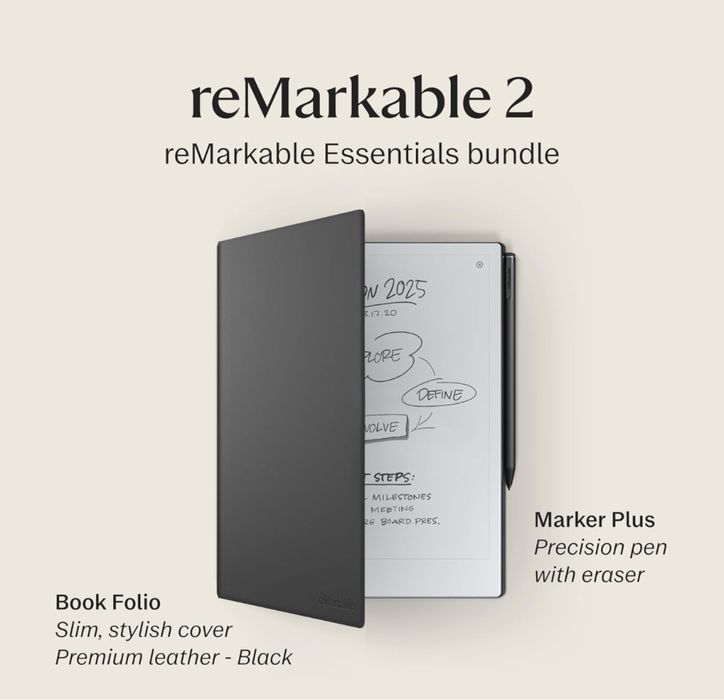 reMarkable 2 + Marker Plus + Leather Folio (Mosaic weave)