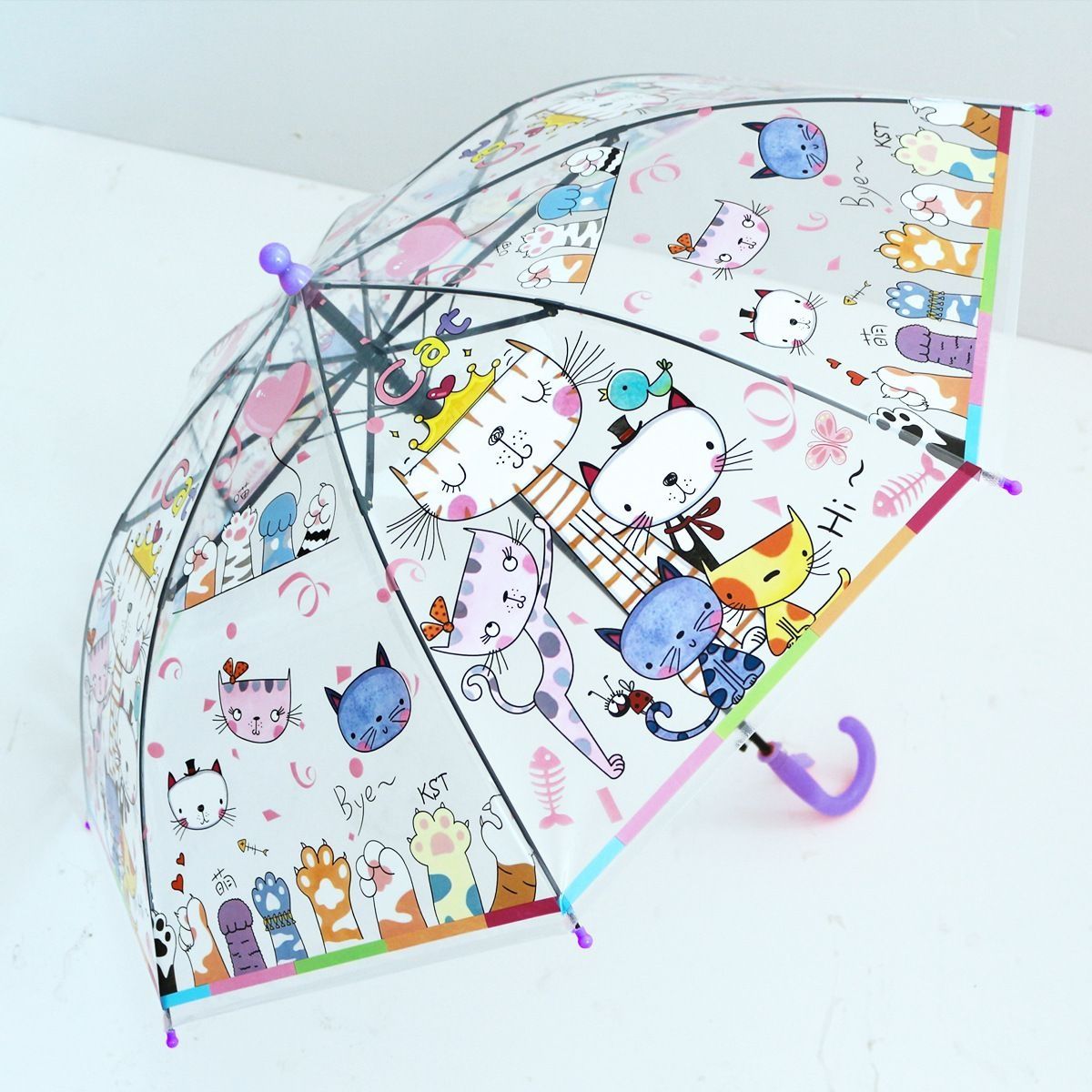 Детские зонтики прозрачные  полуавтомат со свистулькой