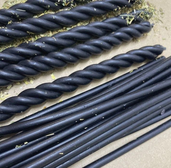 Черные тонкие свечи из пчелиного воска высокого качества из России