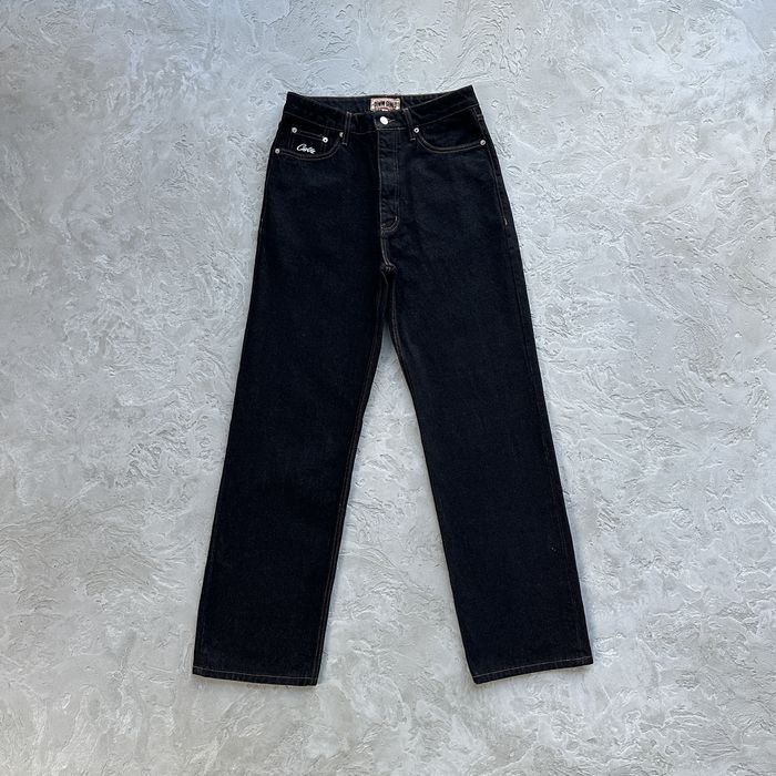 Corteiz Dual Stripe Baggy Jeans Black