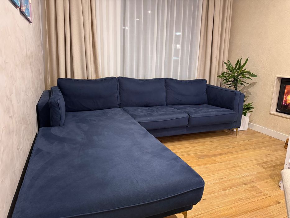 Поръчков Диван синьо кадифе