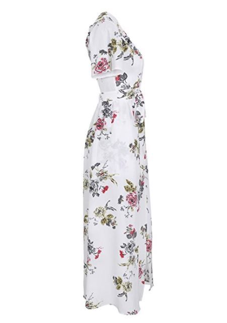 Rochie Simplee Apparel, V-neck, manance scurta, floral, fusta, S