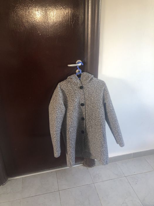Palton toamna gri lana si geaca