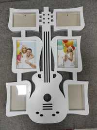 Рамка белая для фотографий , для 6 фото, в виде гитары