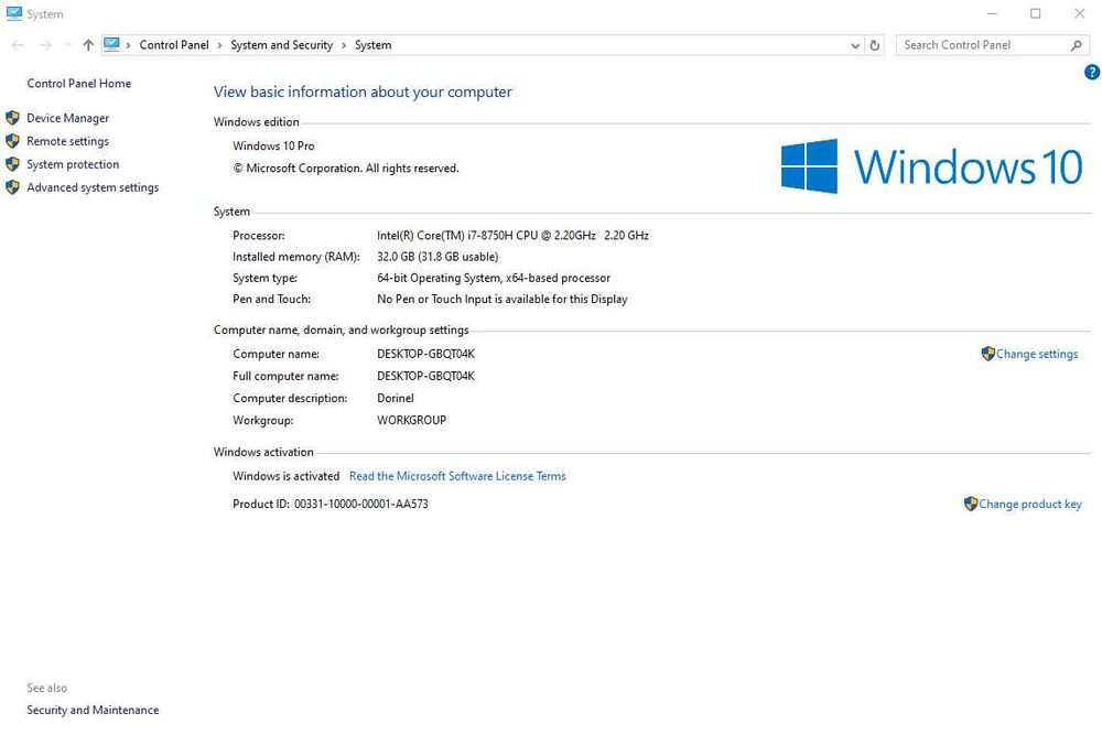 Laptop MSI 17", 32gb ram, i7 8750h, 1060 3gb.