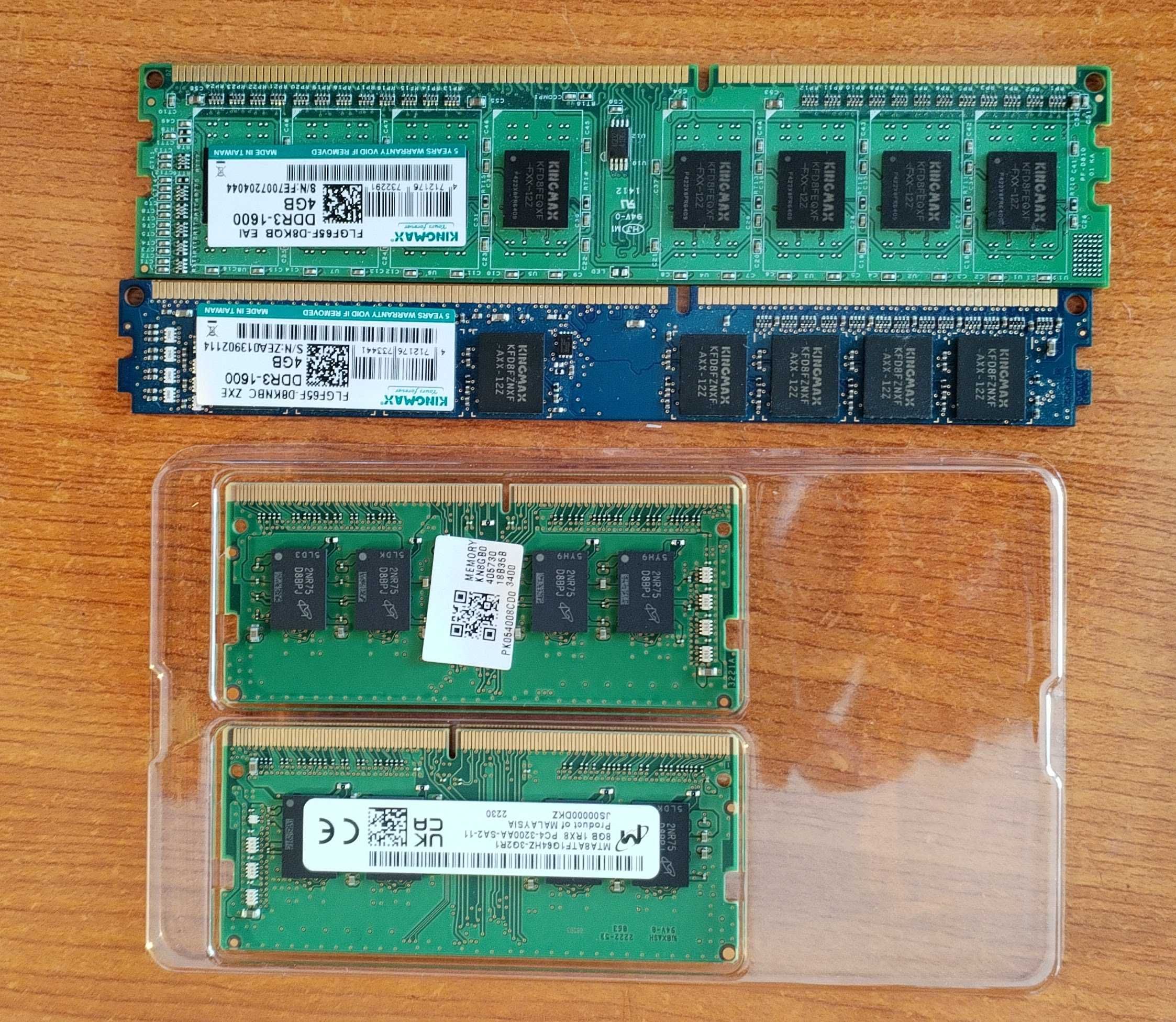 Memorii DDR3 2x4G (PC) ,si DDR4 2x8G (laptop)