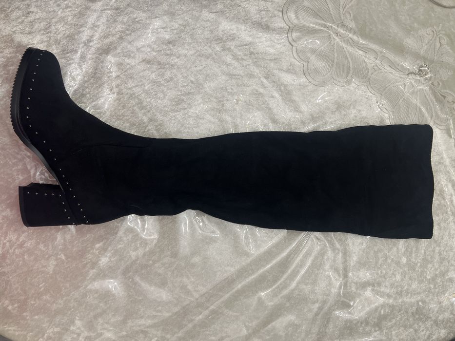 Замшевые сапоги ботфорты