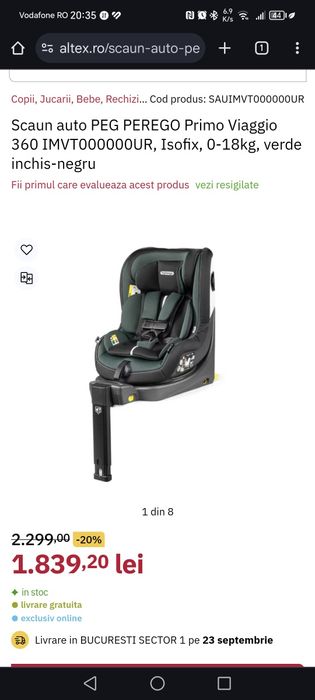 Scaun auto 360 peg perego primo viaggio