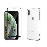 Set iphone XS Max - Folie Sticla Full + Husa Slim Silicon transparent