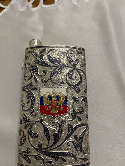 Фляга из кубачинского серебра, с золотым покрытием