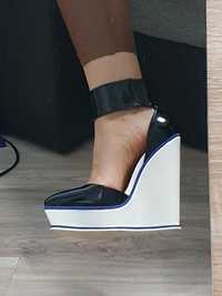 Pantofi cu platforma Aldo Negru Alb Albastru Mărimea 38