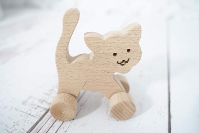 Pisica din lemn jucatie personalizata