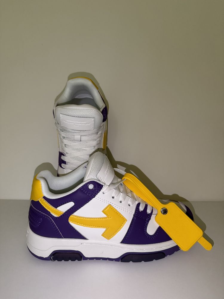 Adidasi Off-White Out Of Office Lace-Up Sneakers, white yellow purpule