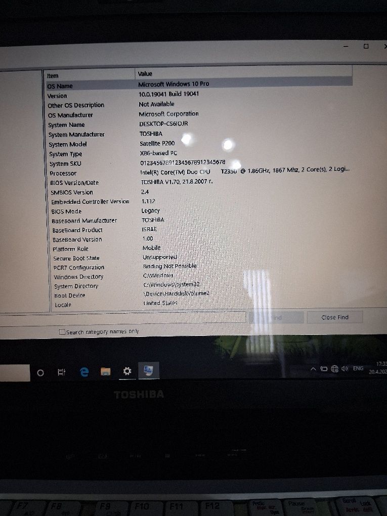 Toshiba Satelite P200