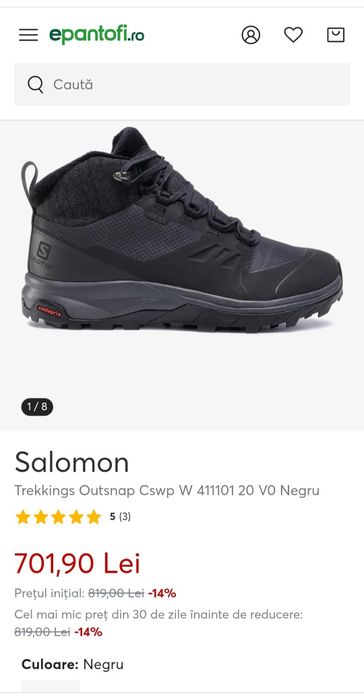 Ghete SALOMON Outsnap Mid Cswp Trekking, 38 2/3
Trekking Outsnap Cswp