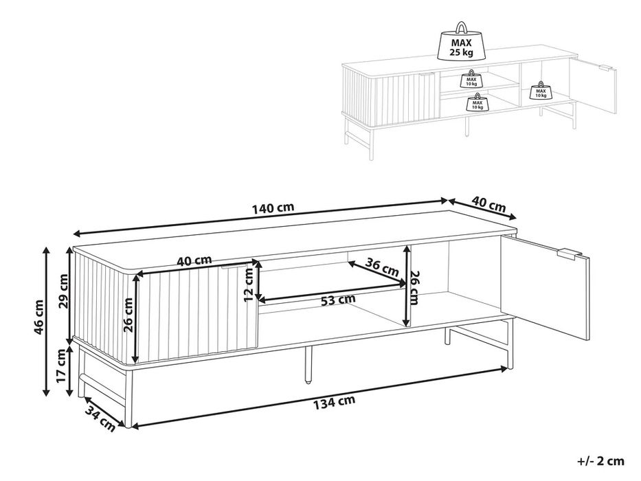 NOU Comodă tv "GLASTONBURY", mormoroptik, 140cm