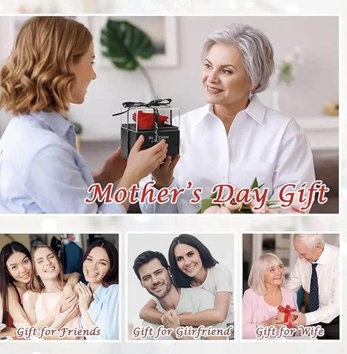 Луксозна кутия с роза и колие с прожекция за подарък